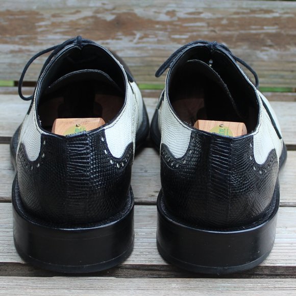 Black & White Genuine Lizard Spectator Cap Toe EUC - Picture 7 of 13